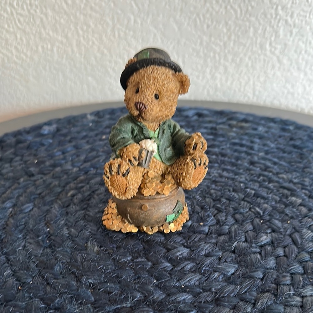 Pot of Gold - Bear Figurine with Green Jacket and Hat
